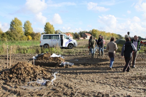 Excavation of the remains at Comines-Warneton, Belgium on October 30th -picture copyright warveterans.be